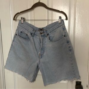 VINTAGE button fly cutoff high rise shorts